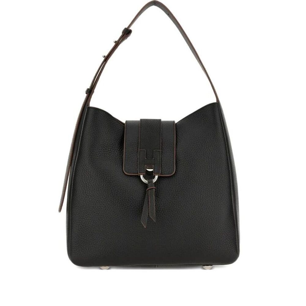 HOGAN Women's Leather Hobo Bag Women BLACK Handbags